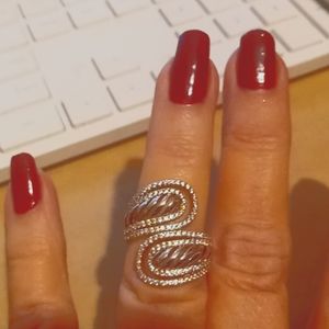 925 solid silver diamonique twist band size 6